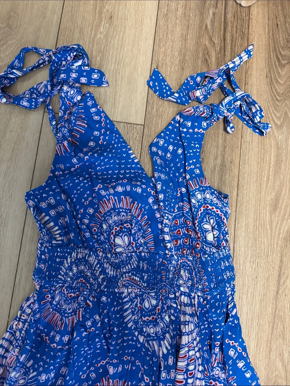Cupshe NWT S BOHO purplish -Blue Mandala Printed Tie-Shoulder Maxi Dress